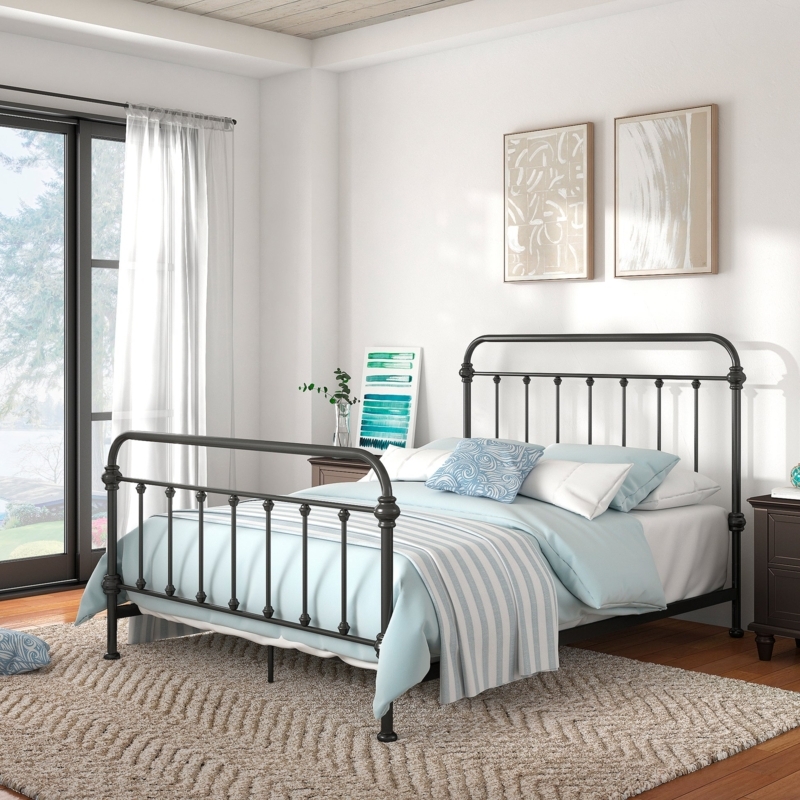 Bed Frame Dark Bronze Vertical Spindles Victorian Style Iron