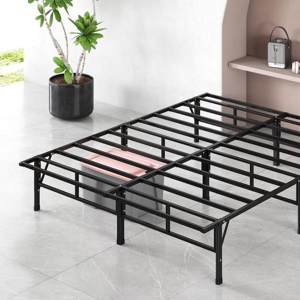 Bed Frame Folding Metal Black Grid Pattern Utilitarian
