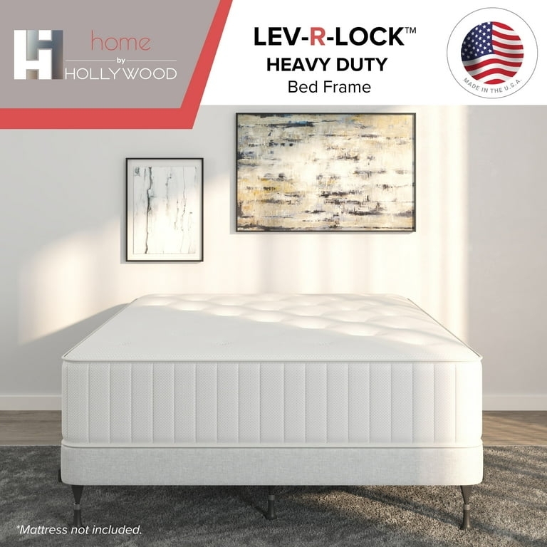 Bed Frame Heavy Duty Metal Tapered Legs Modern Bedroom Foundation