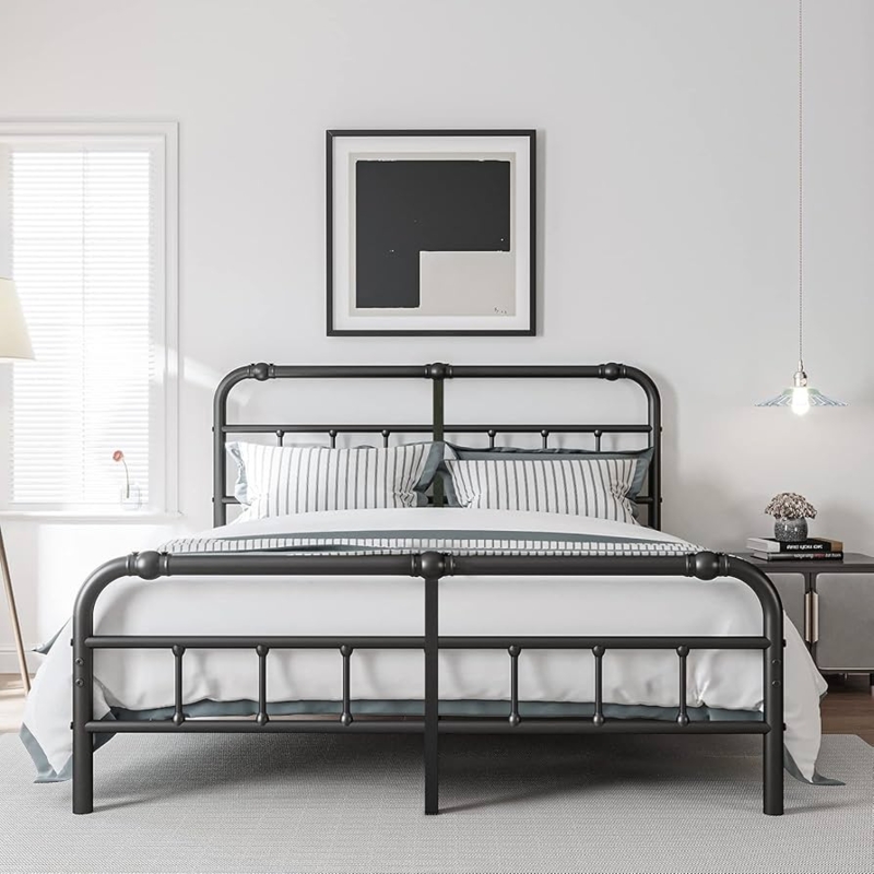 Bed Frame Industrial Pipe Style with Ball Joints Matte Black
