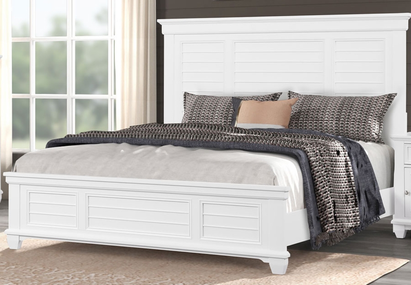 Bed Frame Louvered Panels Shutter Style Coastal Cottage Finish