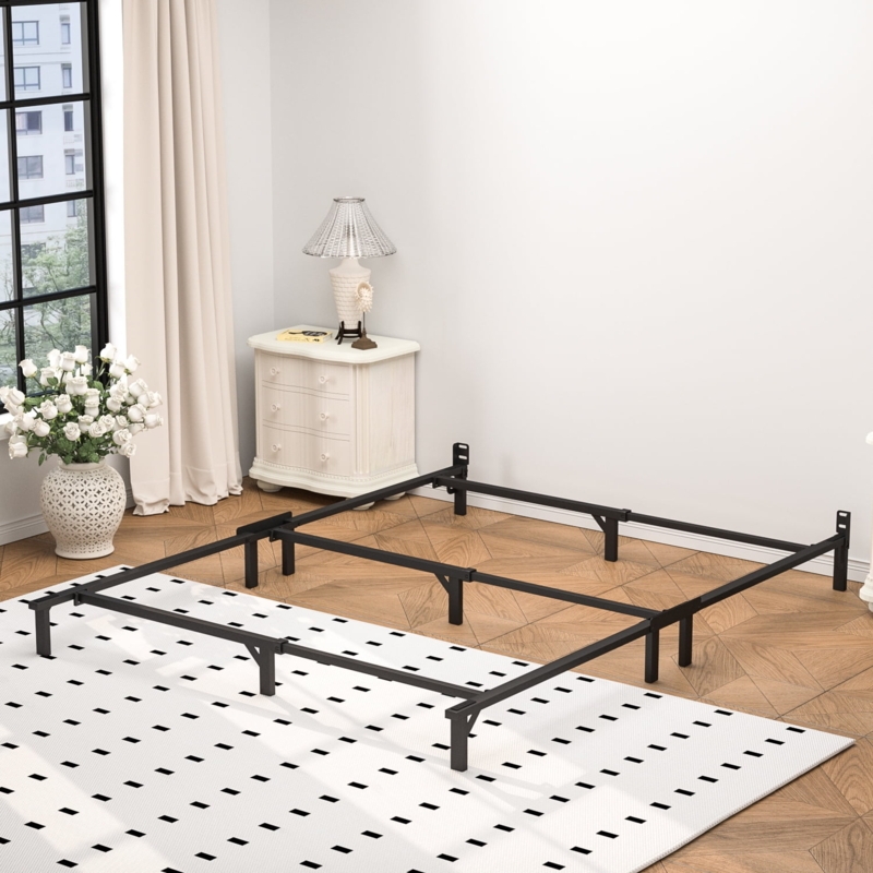 Bed Frame, Matte Black Metal with Low Profile