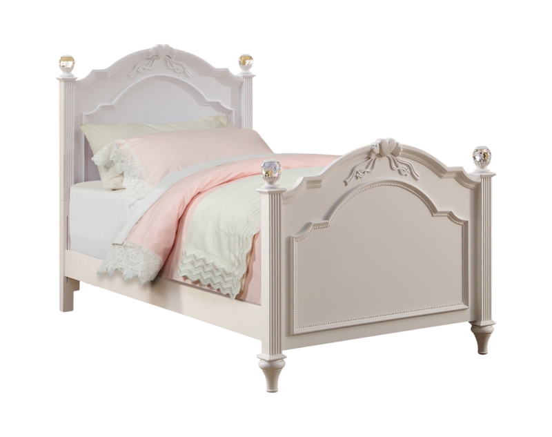 Bed Frame Ribbon Carvings Crystal Finials Fluted Posts French Provincial