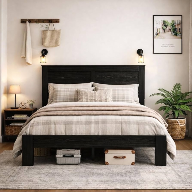 Bed Frame Rustic Wood Farmhouse High Clearance Storage