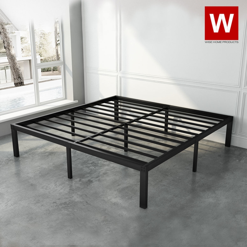 Bed Frame Steel Platform Slatted Base No Box Spring Needed