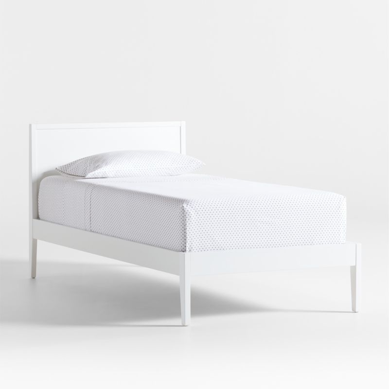 Bed Frame Tapered Legs Inset Panel Headboard Mid-Century Modern Style