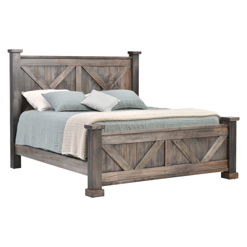 Bed Frame Twin Rustic Wood Farmhouse Barn Door Style Headboard