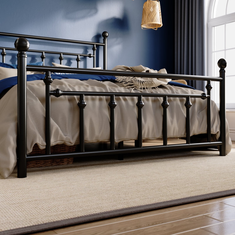 Bed Frame Vintage Iron Ball Finials Matte Finish Silhouette