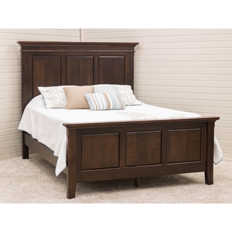 Bed Frame Wood with Brown Velvet Insert and Tapered Legs