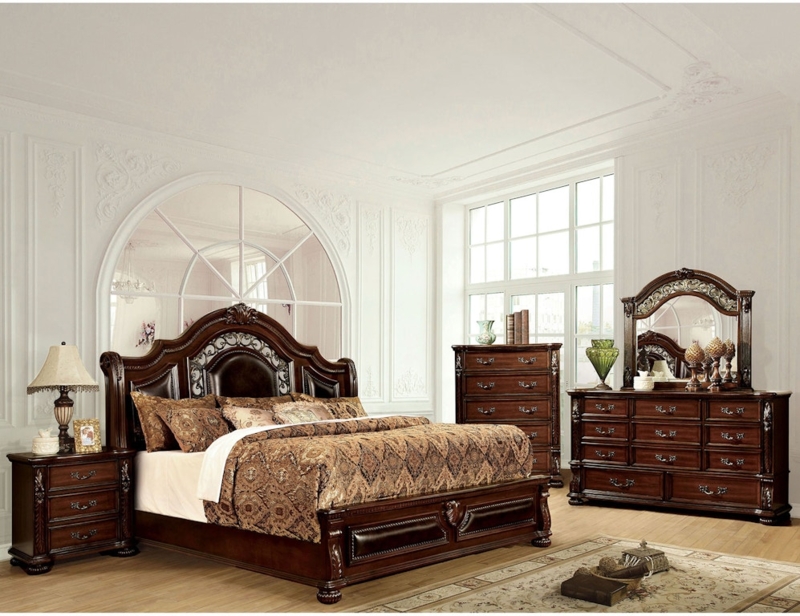 Bed Ornate Arched Headboard Carved Details