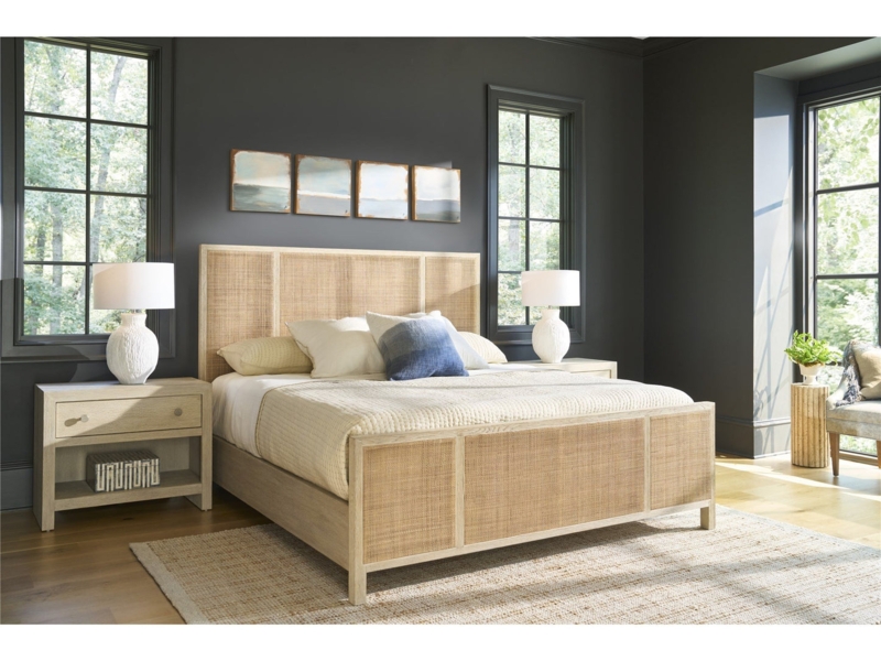 Bed Woven Cane Panels Three Panel Design Woven Cane Headboard