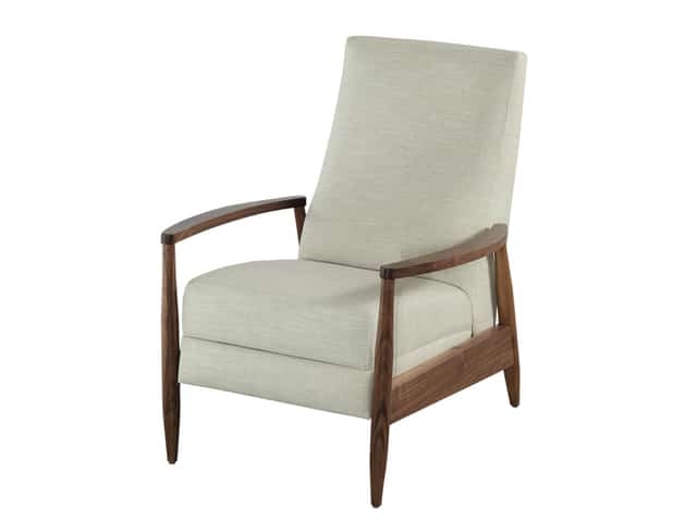 Beige Woven Fabric High Back Recliner with Slim Wood Frame