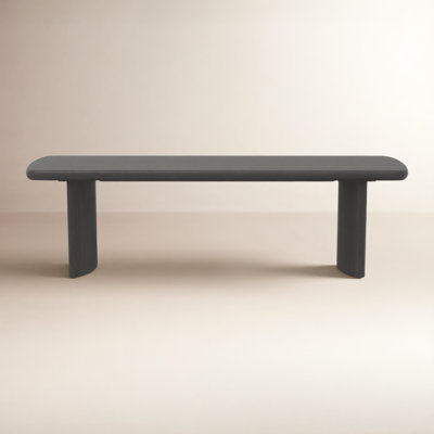 Bench Charcoal Grey Tufted Upholstery Rounded Corners Modern