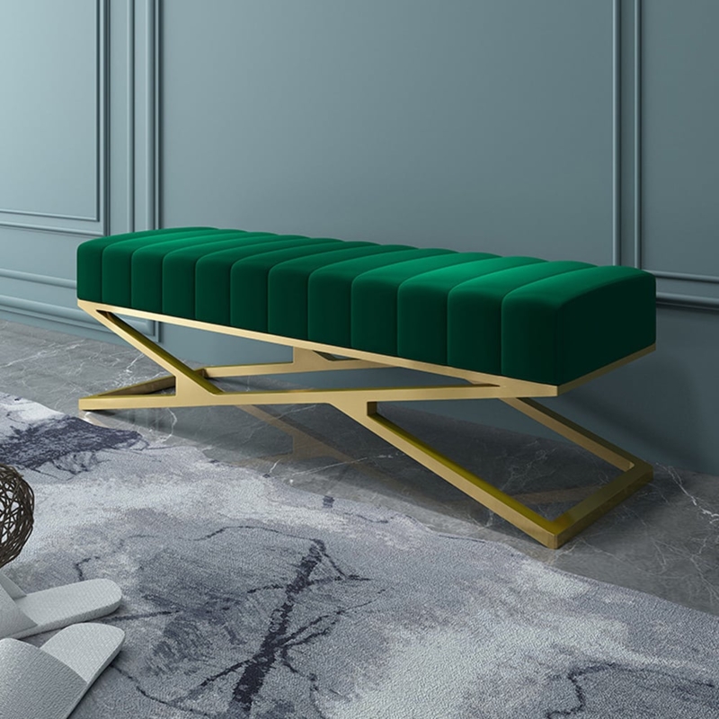 Bench with Geometric Zigzag Base & Vertical Channeling