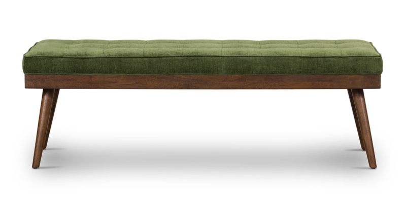 Bench with Grid Tufted Seat and Splayed Wood Legs