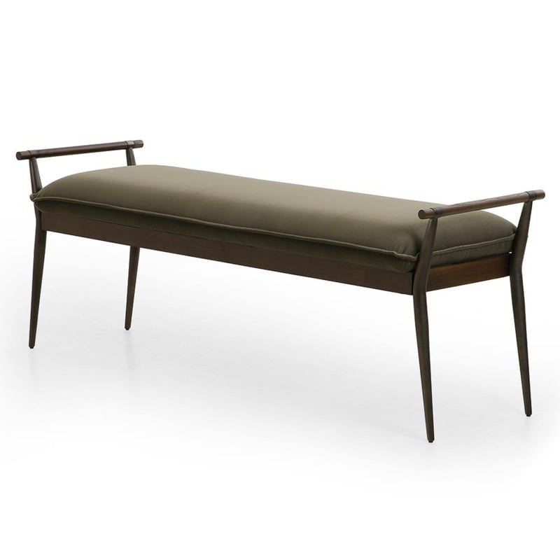 Bench with Minimalist Side Rails & Tapered Wood Legs