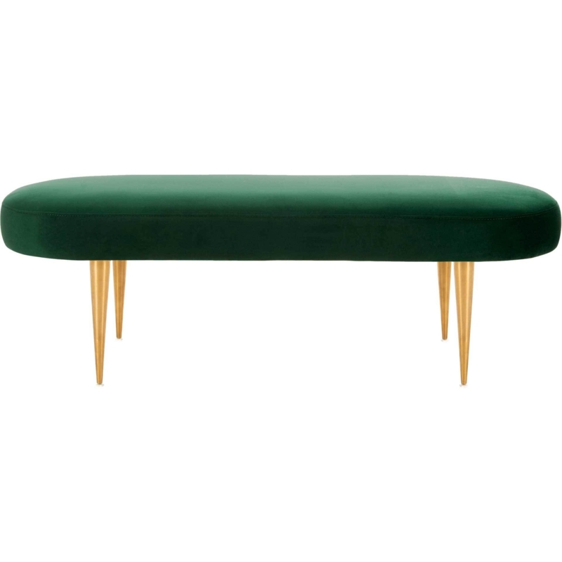 Bench with Oval Silhouette & Tapered Gold-Finished Legs