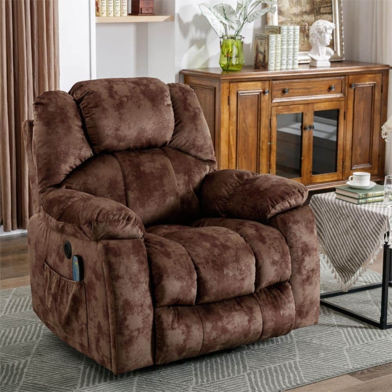 Bestier - 40.6" Oversize Power Lift Recliner Chair with Massage and Heating - Brown
