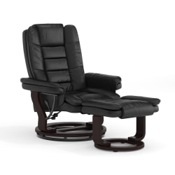 Black Ergonomic Recliner Chair with Circular Swivel Base and Ottoman