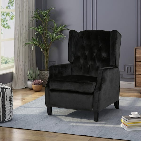 Black High Back Wingback Recliner with Modern Track Arms