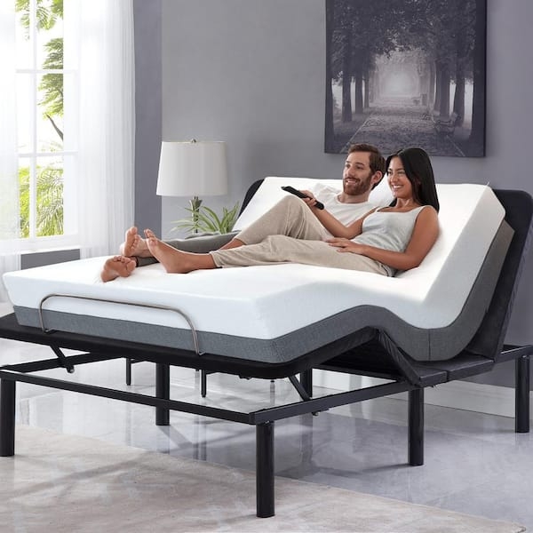 Black Metal Articulating Adjustable Bed Frame Lounge Position