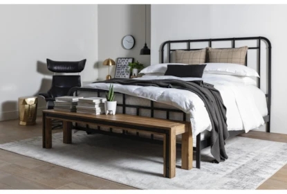 Black Metal Grid Bed Frame, Modern Industrial Style