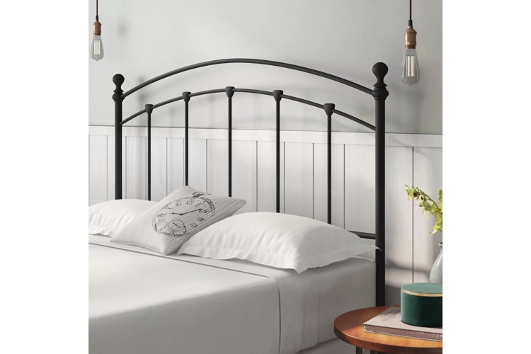 Black Metal Headboard With Double Arched Spindle Design