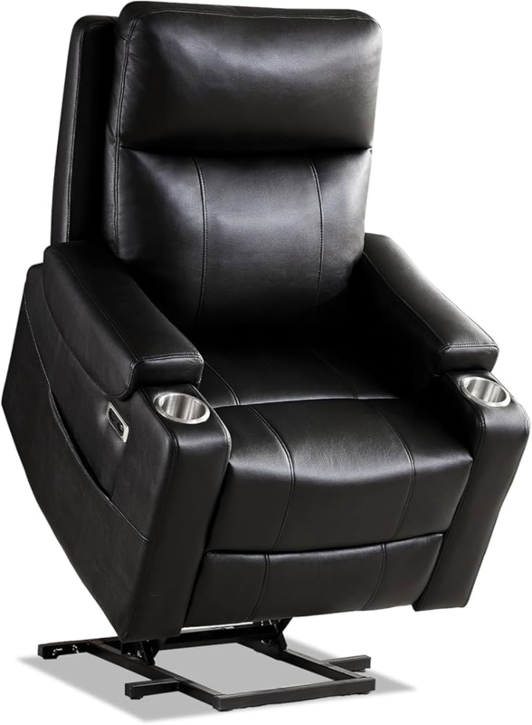 Black Power Lift Recliner with Cup Holders & USB Port