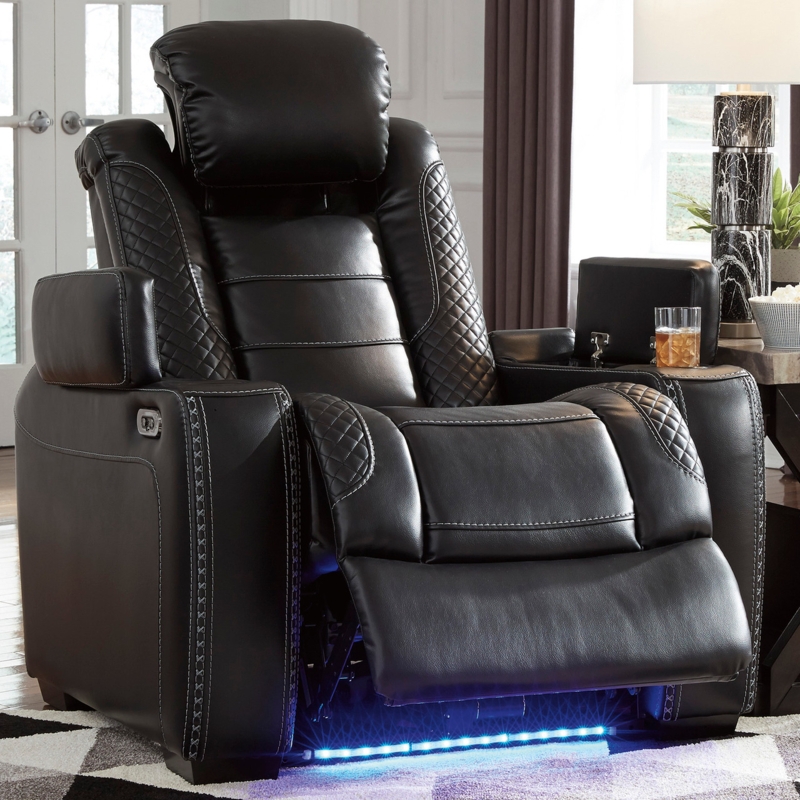 Black Power Reclining Chair featuring Blue LED Underglow Lighting