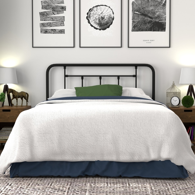 Black Tubular Metal Headboard Curved Corners Spindle Details