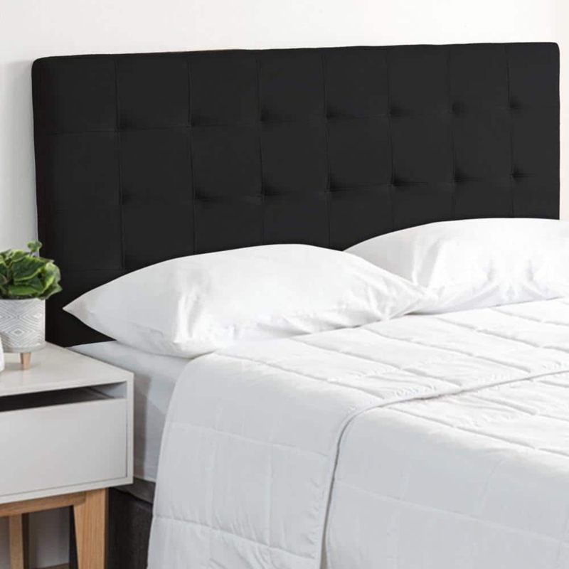 Black Tufted Headboard Geometric Grid Stitch Upholstered Fabric Minimalist