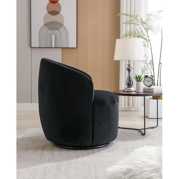 Black Velvet Swivel Barrel Chair for Modern Living Rooms
