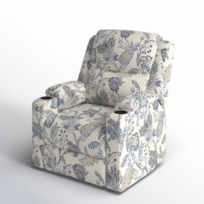 Blue Paisley Recliner Chair with Cup Holders