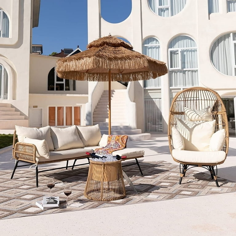 Boho Rattan Recliners Garden Natural Rattan Riviera Arm Chair Hudson Grace