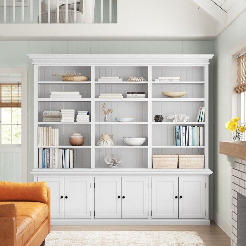 Bookcase, Beadboard Back Shaker Doors Coastal Farmhouse Unit
