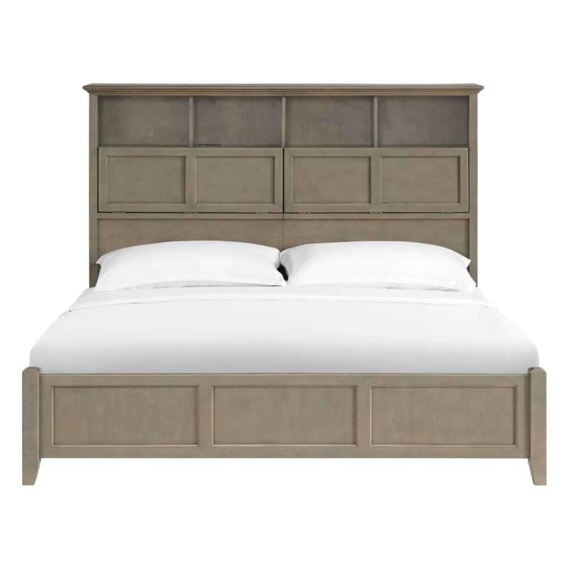 Bookcase Bed with Fold-Down Doors and Gray Wash Finish