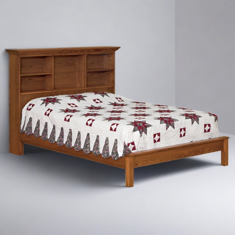 Bookcase Bed with Sliding Doors: Shaker Style Warm Wood Finish