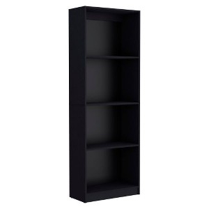 Bookcase Narrow 4-Tier Solid Back Matte Black Minimalist Vertical
