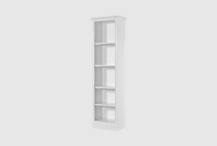 Bookcase Narrow Crown Molding Painted Finish Five Shelves Tall Slender