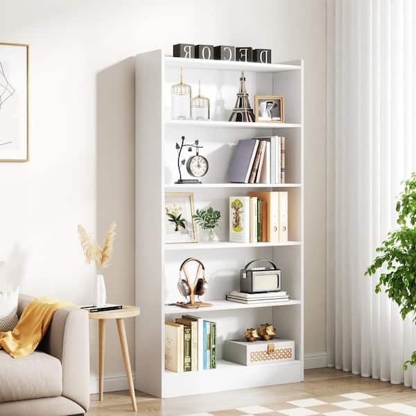 Bookcase Tall Silhouette Open-Back Five-Shelves Home Office Shelving