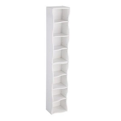 Bookcase Tall White 8-Tier Narrow Vertical Storage Bookshelf