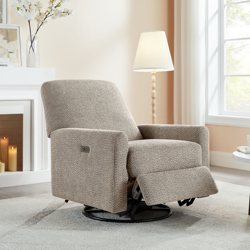 Boucle Power Recliner Swivel Glider with USB Port
