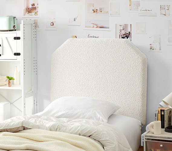 Boucle Upholstered Headboard Clipped Corners Textured