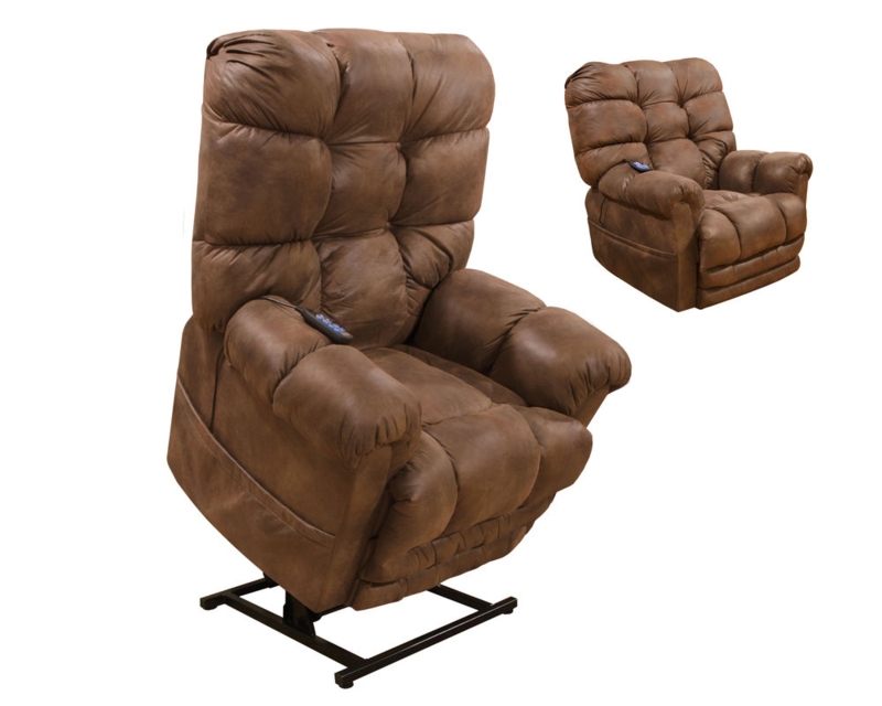 Brown Power Lift Recliner with Deep Tufted Backrest