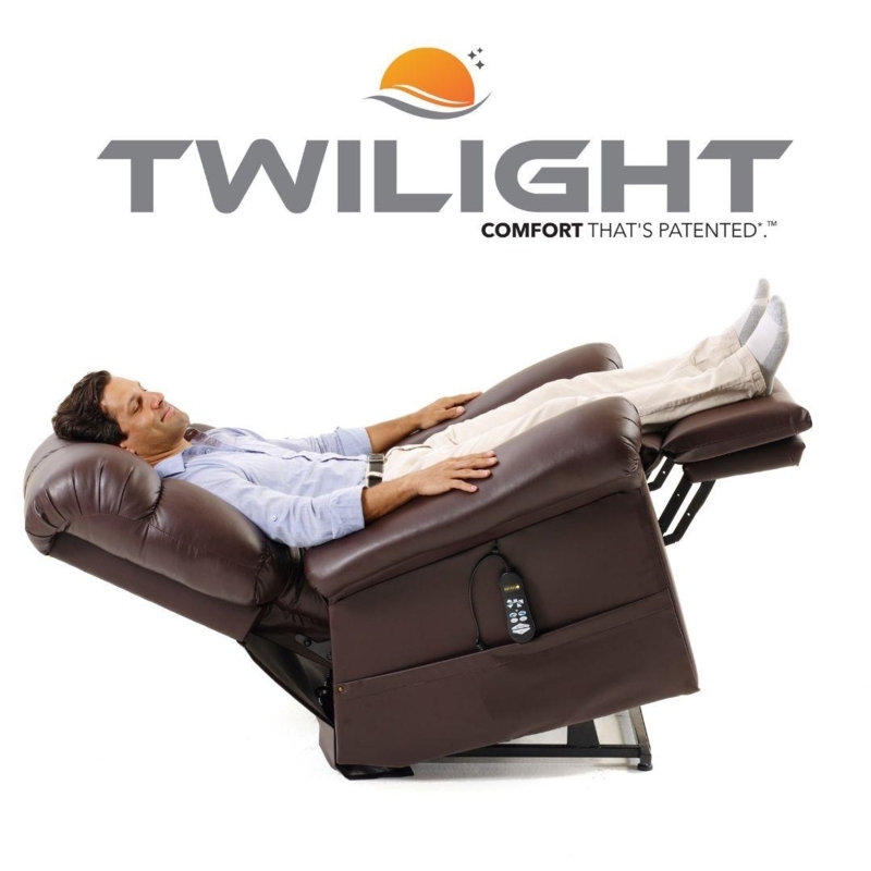 Brown Power Lift Recliner with Twilight Tilt Zero Gravity Mechanism