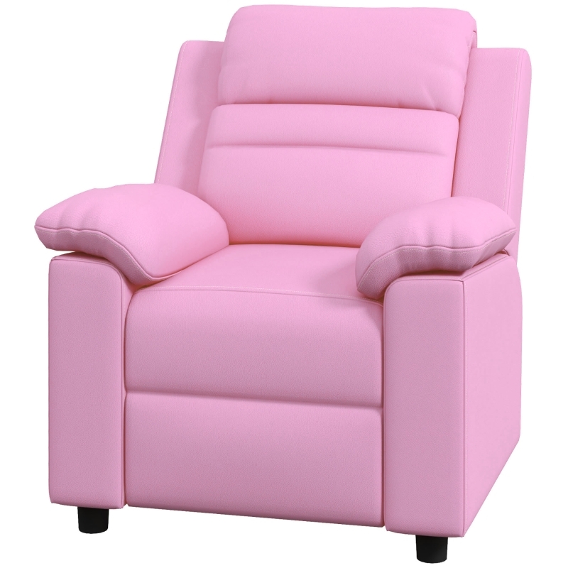 Bubblegum Pink Kids Recliner with Segmented Backrest, Padded Arms