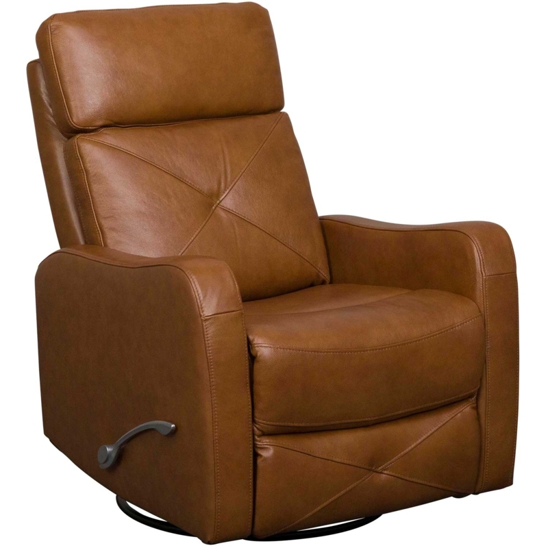 Buckskin Brown Manual Swivel Recliner X Stitch Detailing