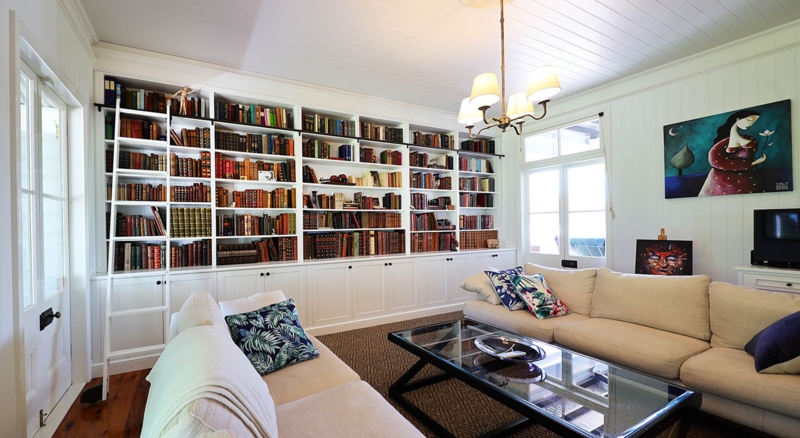Built-in Bookcase, Integrated Wall Unit Sliding Ladder Country