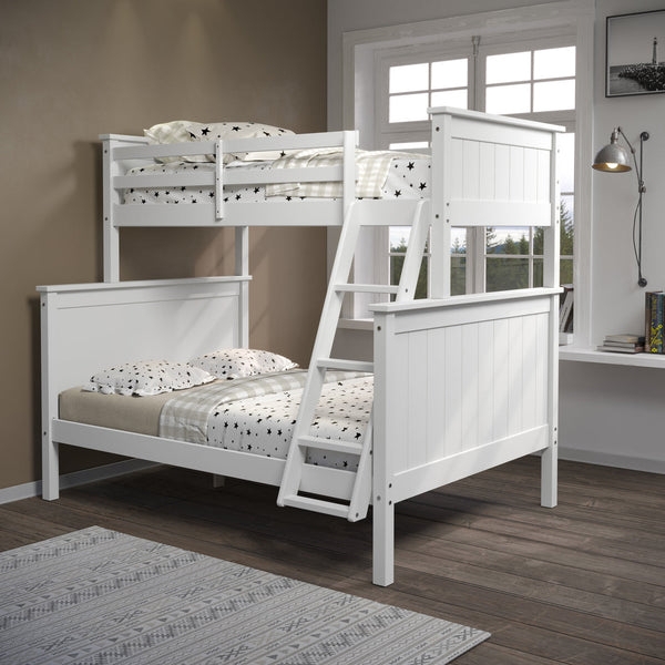 Bunk Bed White Twin Over Full Slatted Headboard Traditional Transitional
