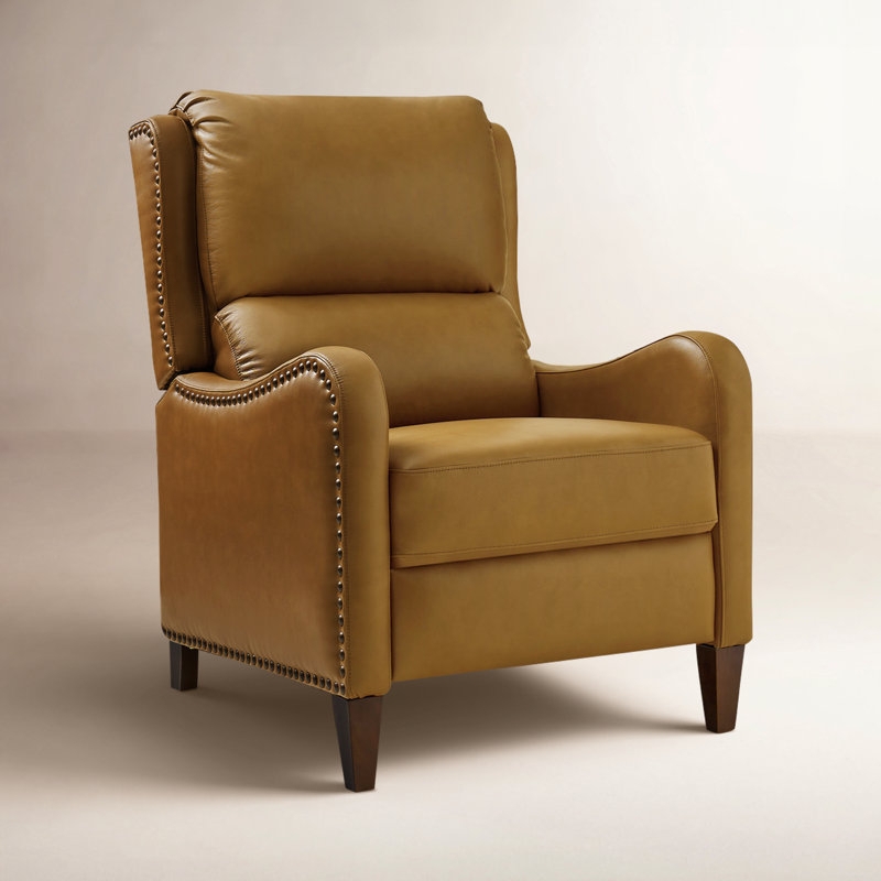 Camel Club Chair Recliner with Nailhead Trim Details